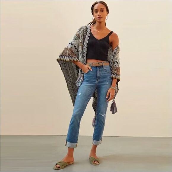 Anthropologie Pilcro Distressed High Rise Cigarette Frayed Hem Straight Jeans 30 - Picture 9 of 10